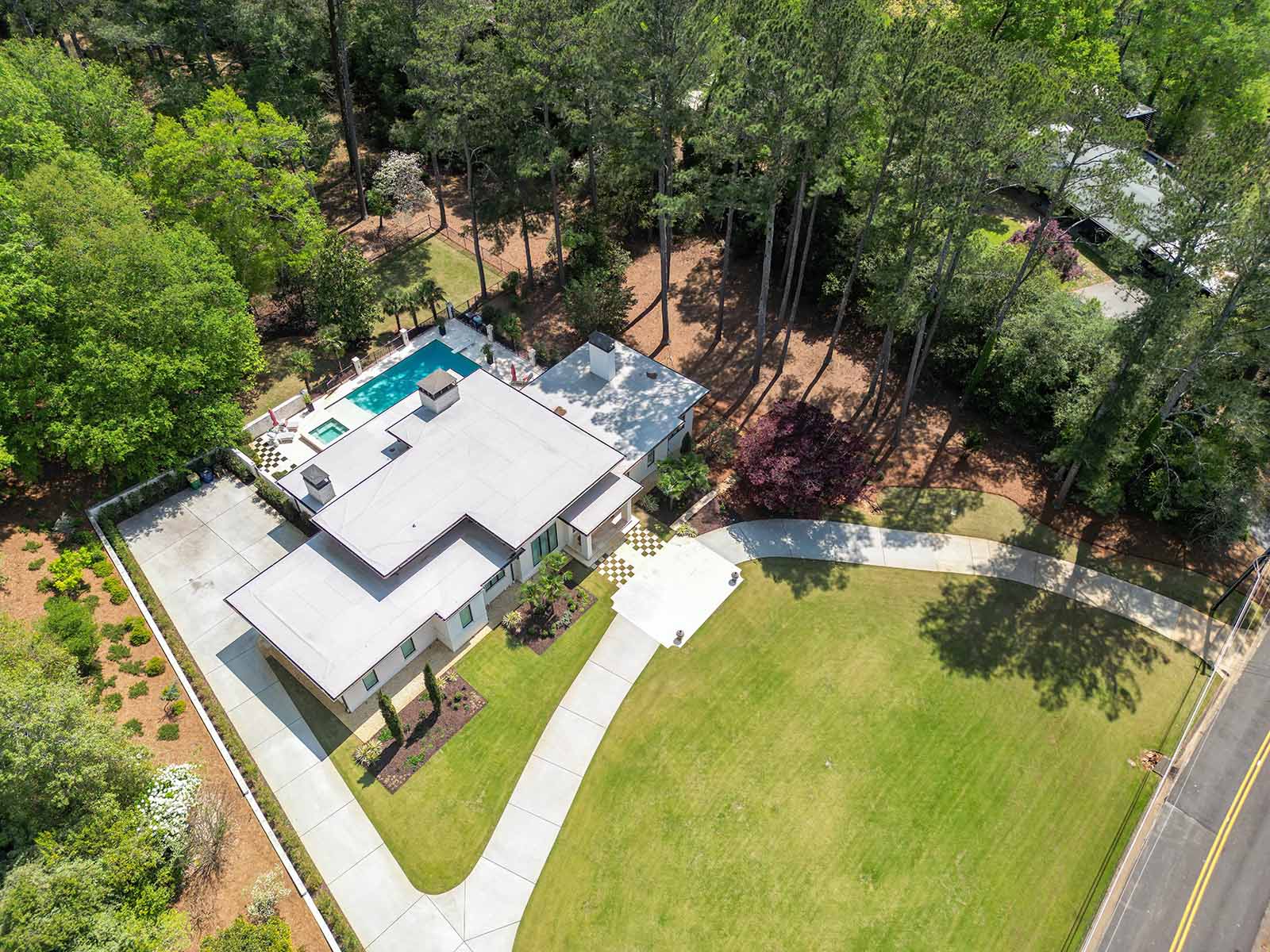 Aerial photo of luxury home in Athens, GA